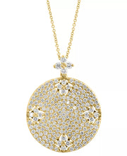 [14K, 1-1/3 Ct. T.W.] Gold  Diamond Flower Pavé Disc 18" Pendant