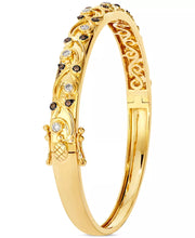 [14K, 3/8 Ct. T.W.] Honey Gold Nude Diamond & Chocolate Diamond Filigree Bangle