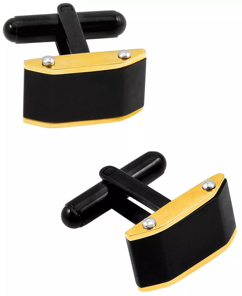 Sutton Stainless Steel Black and Gold Cufflinks