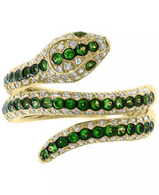 [14K] Gold Tsavorite (1/2 Ct. T.W.) & Diamond (3/8 Ct. T.W.) Snake Ring