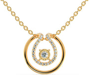 [14K, 18K, 0.26 Ct] Gold Circle Solitaire Style Pendant Necklace Natural Round Diamonds Necklace