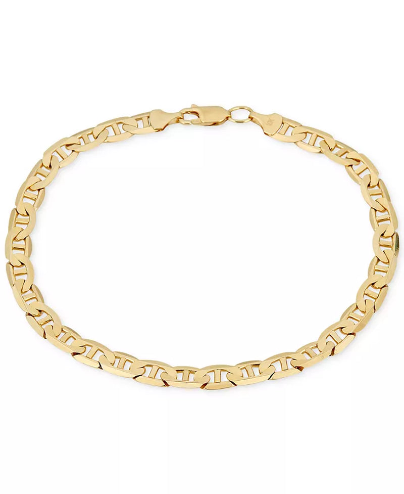 [10K, 5-5/8Mm] Gold Men's Solid Mariner Chain Bracelet