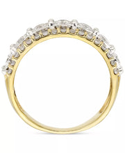 [14K, 1 Ct. T.W.] Two-Tone Gold Diamond Three Row Band