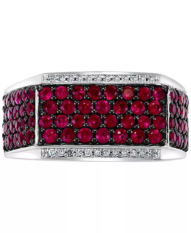 [2-1/2 Ct. T.W.] Men'S Ruby & Diamond (1/10 Ct. T.W.) Ring in Sterling Silver