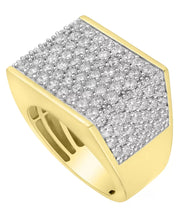 [10K, 4 Ct. T.W.] Gold Men's Diamond Multi-Row Cluster Ring