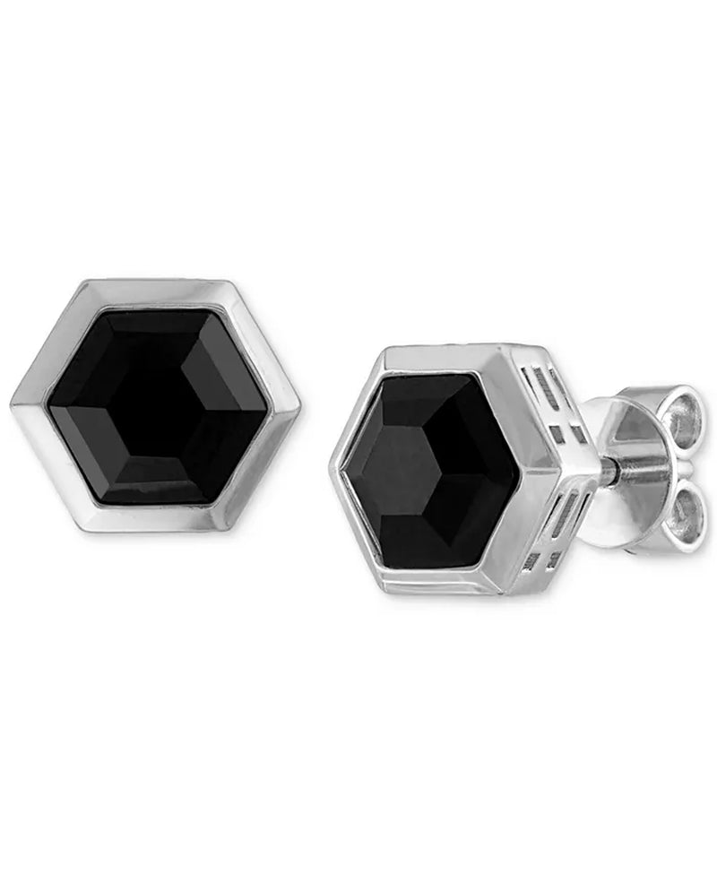 [1/10 Ct. T.W.] Men's Sterling Silver Icon Black Spinel Stud Earrings