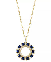 [14K] Gold Sapphire (3/4 Ct. T.W) & Diamond (1/3 Ct. T.W.) Circle 18" Pendant