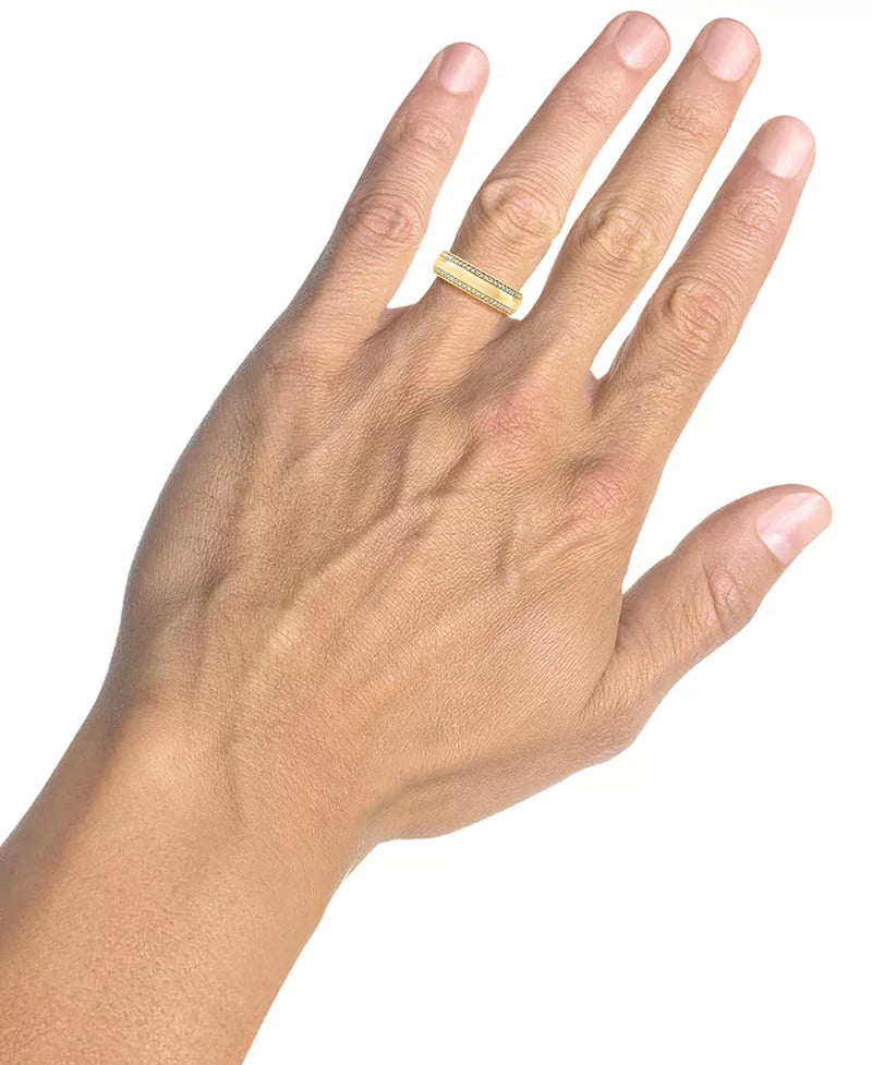 [10K, 1/3 Ct. T.W.] Gold Men's Diamond Double Row Band