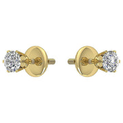 [14K, 0.30 Ct] Yellow Gold Solitaire Studs Earrings Natural Round Cut Diamond