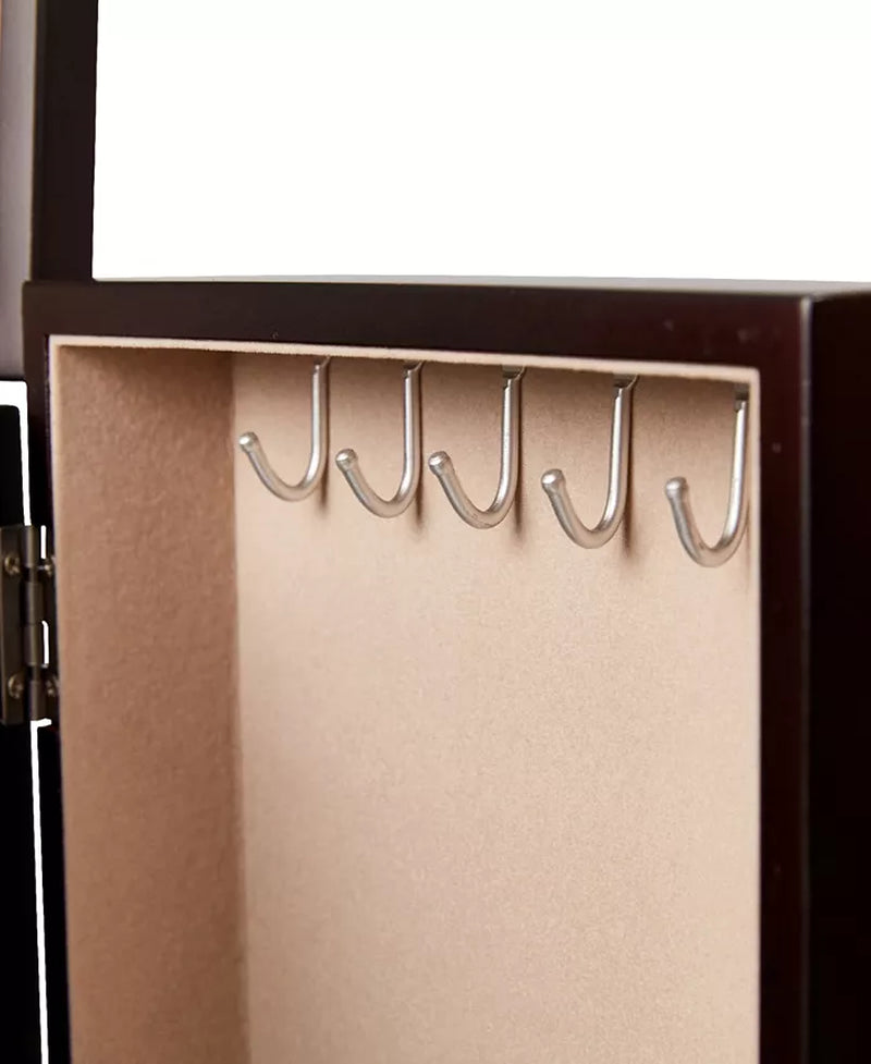 Ultimate Utility Java Finish Upright Wooden Jewelry Organizer