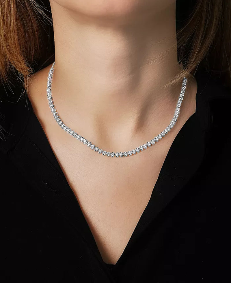 [14K, 4 Ct. T.W.] White Gold Diamond Four-Claw 17" Collar Necklace