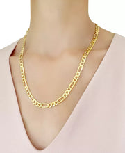 [14K , 6Mm] Solid Gold Figaro Link 22" Chain Necklace