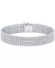 [14K, 12 Ct. T.W.] White Gold Diamond Multi Row Tennis Bracelet