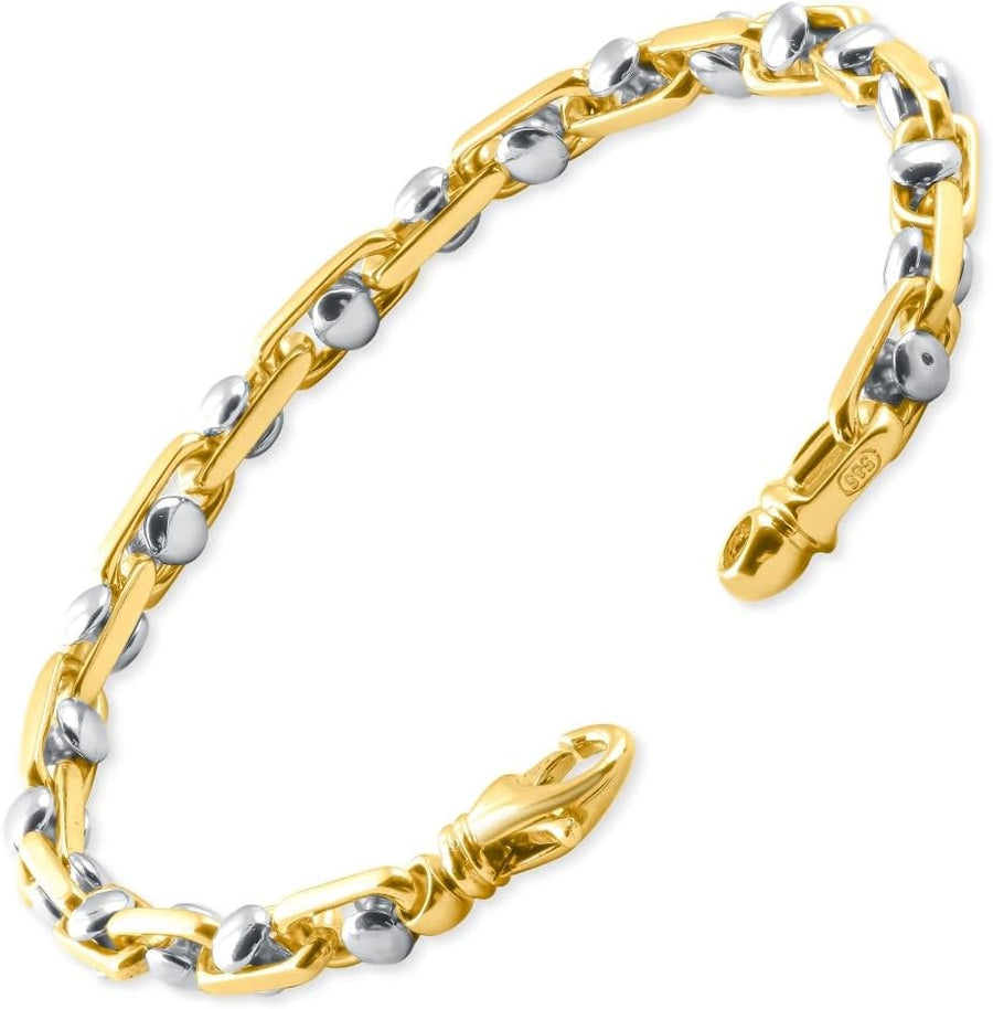 [14K], 33 Grams] Solid Yellow Gold  Designed Link 5.5Mm Heavy 8.5" Masculine Bracelet 