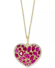 [14K] Gold Ruby (4-3/4 Ct. T.W.) & Diamond (1/3 Ct. T.W.) Heart 18" Pendant