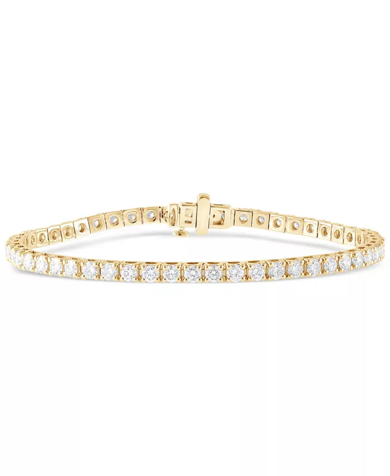 [14K, 5 Ct. T.W.] White/Yellow or Rose Gold Lab Grown Diamond Tennis Bracelet