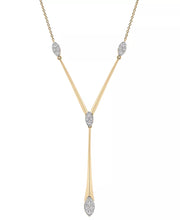 [14K, 1/2 Ct. T.W.]  Gold Diamond Cluster Elongated Lariat Necklace