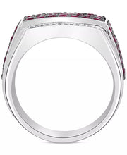 [2-1/2 Ct. T.W.] Men'S Ruby & Diamond (1/10 Ct. T.W.) Ring in Sterling Silver