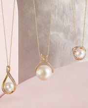 [14K] Gold Cultured Freshwater Pearl & Diamond Accent Pendant Necklace