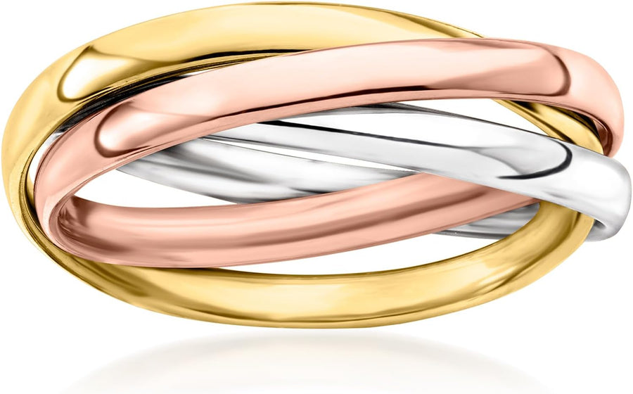 [14 Kt] Tri-Colored Golden Twine Ring