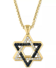 [14K] Gold Black Diamond (1/3 Ct. T.W.) & White Diamond (3/8 Ct. T.W.) Star of David Pendant