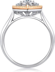 [18K] White & Rose Gold Brilliant Heart Shaped Ring