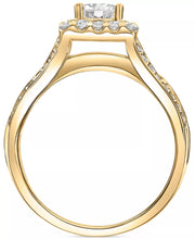 [14K, 1-1/2 Ct. T.W.] Gold Diamond Princess Halo Triple Row Engagement Ring