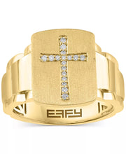 [10K, 1/10 Cttw] Gold Men'S Round Diamond Cross Ring