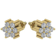 I3 H 0.26 Carat Genuine Diamond Cluster Studs Earring Prong Set 14K Yellow Gold