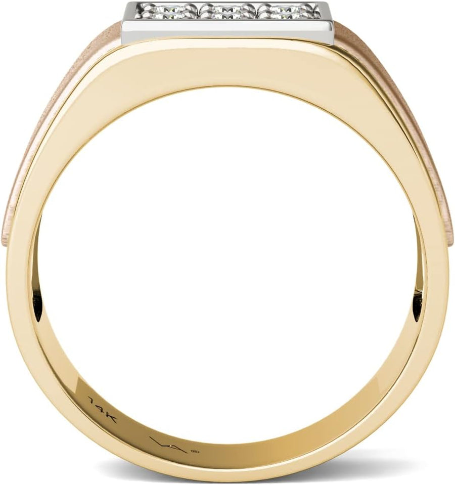 [14K, 1/2 Ctw] Gold Natural Diamonds Mens Wedding Band Ring