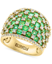 [14K] Gold Emerald (3-3/4 Ct. T.W.) & Diamond (1-1/5 Ct. T.W.) Statement Ring