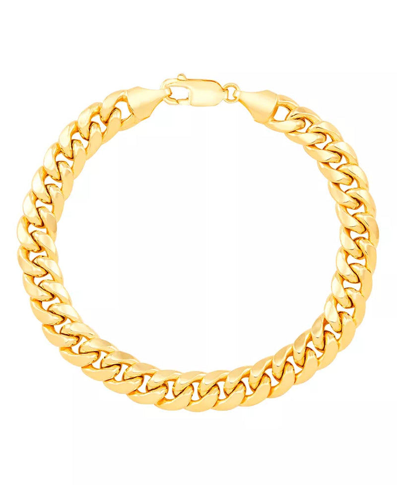 [14K, 10Mm] Gold Mens Cuban Chain Link Bracelet