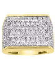 [10K, 4 Ct. T.W.] Gold Men's Diamond Multi-Row Cluster Ring