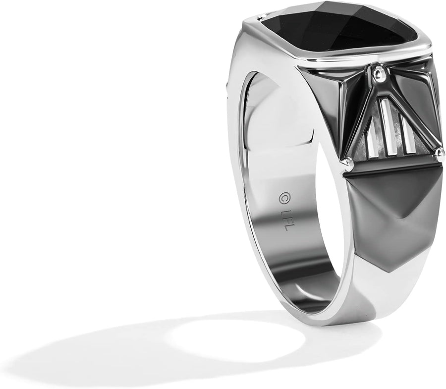 Dark Armor Men's Sterling Silver with Black Rhodium Onyx Ring