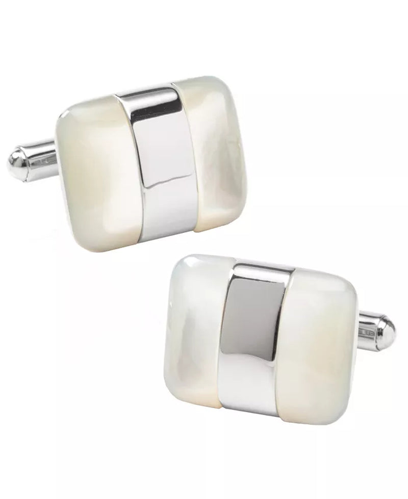 Men's Silver Wrapped Mother of Pearl Cufflinks