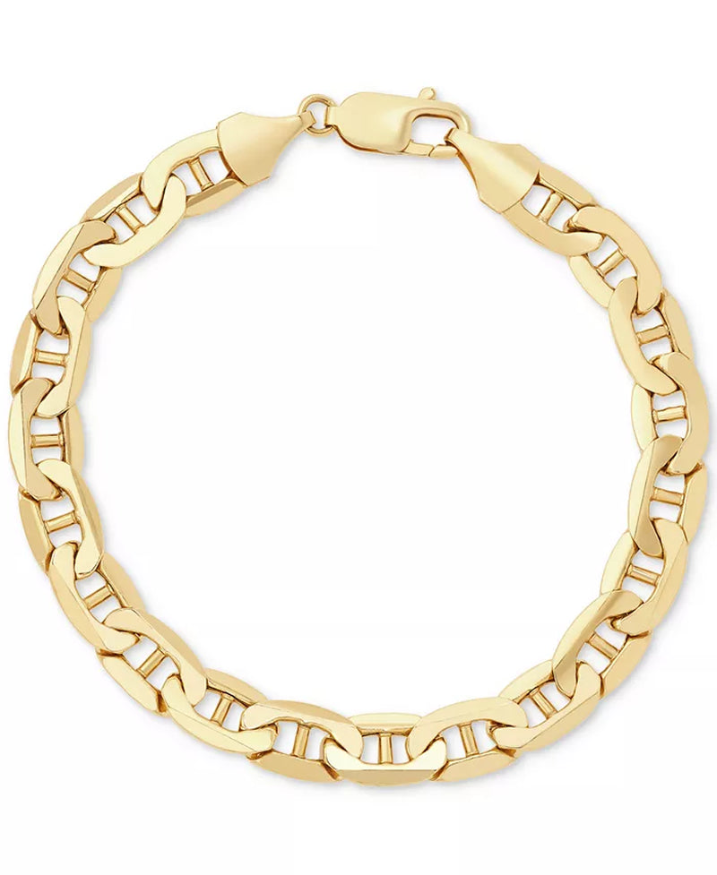 [14K] Gold Mens Polished Mariner Link Chain Bracelet