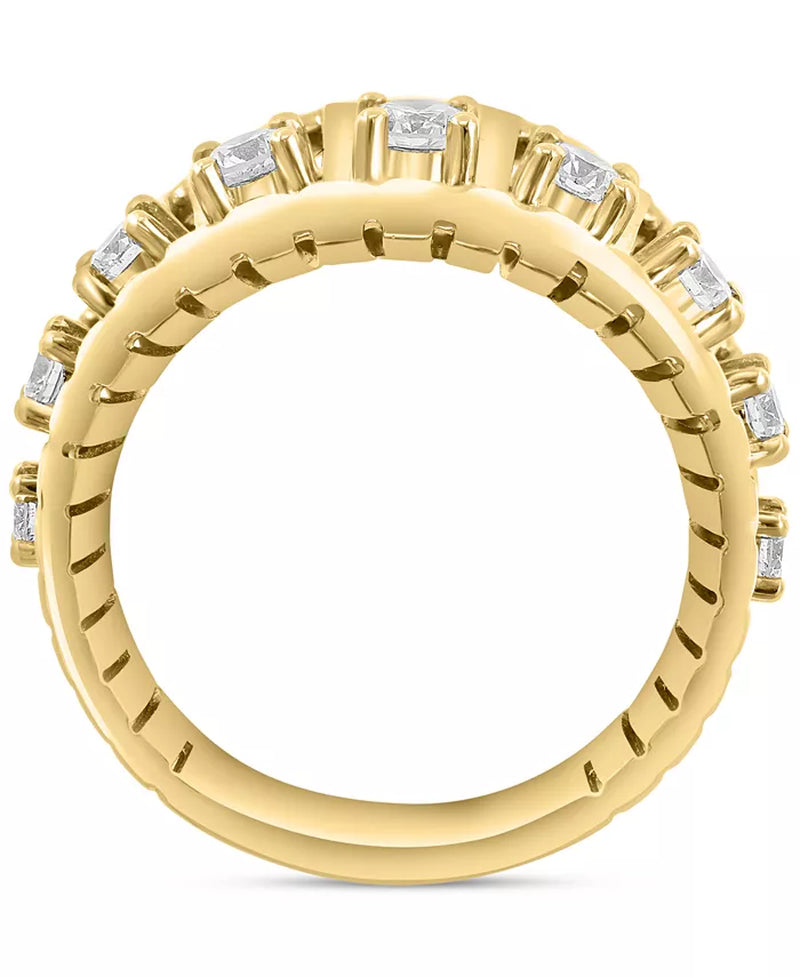 [14K,3/4 Ct. T.W] Gold Diamond Openwork Concave Statement Ring