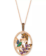 [14K] Gold Multi-Gemstone (1/2 Ct. T.W.) & Diamond (1/2 Ct. T.W.) Hummingbird Adjustable 20" Pendant