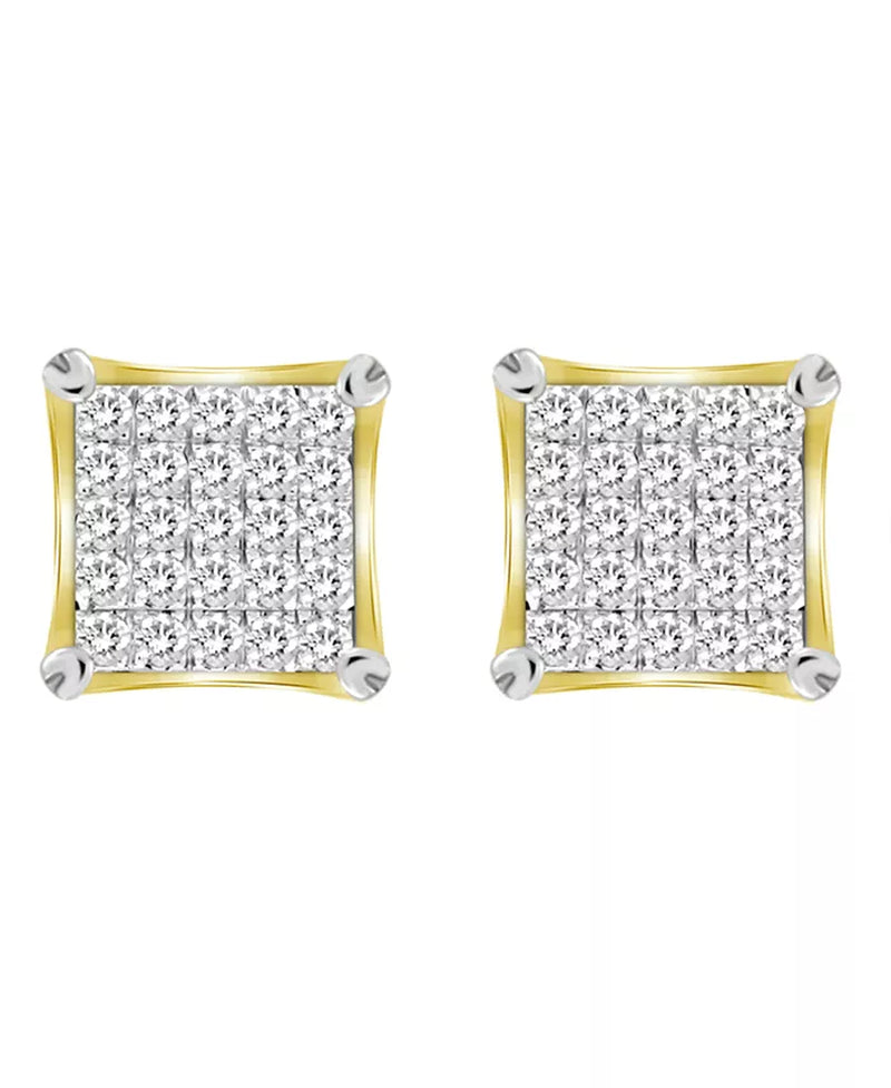 [10K, 1/6 Ct. T.W.] Men's Yellow Gold Diamond Earrings