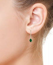 [14K] Gold Emerald (2-1/4 Ct. T.W.) & Diamond (1/3 Ct. T.W.) Chain Drop Earrings