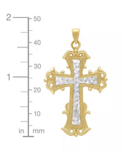 [14K] Gold Two-Tone Textured Inlay Fancy Cross Pendant