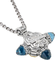 [18K] Yellow Gold Sterling Silver Blue Spinel & London Blue Topaz Pendant