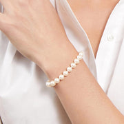 [6.5"] Sterling Silver & White Freshwater Pearl Bracelet