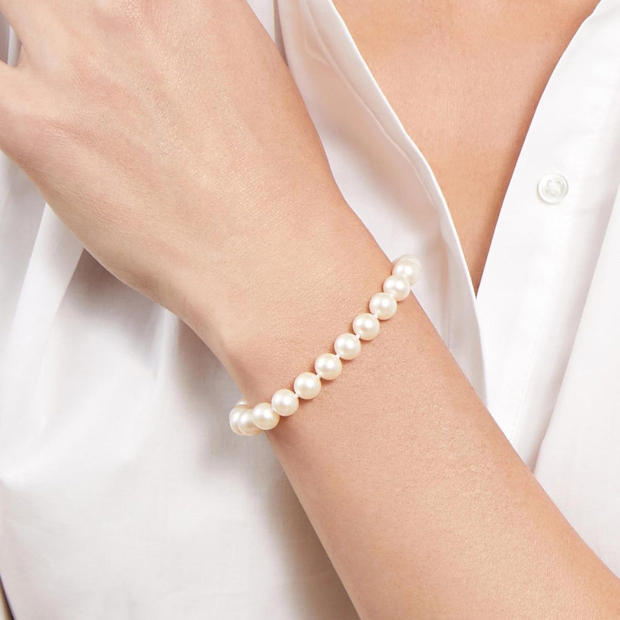 [6.5"] Sterling Silver & White Freshwater Pearl Bracelet