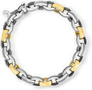 Phillip Gavriel Men'S Sterling Silver and 18Kt Gold Oval and Rolo-Link Bracelet. 8.5 Inches