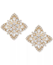 [14K, 1/2 Ct. T.W.] Gold Diamond Round & Baguette Stud Earrings