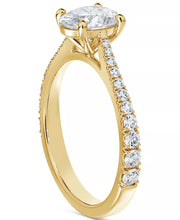 [14K, 1-1/10 Ct. T.W] Gold Diamond Oval-Cut Solitaire Tapered Pavã© Engagement Ring