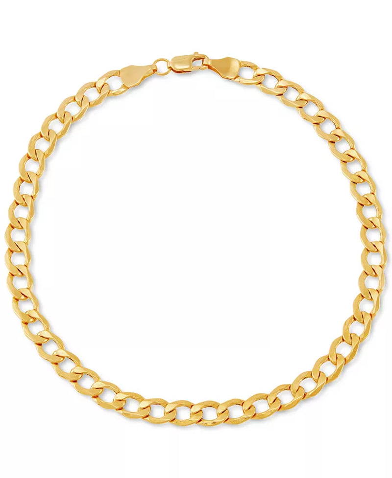 [10K] Gold Beveled Curb Link Chain Bracelet