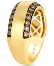 [14K, 1 Ct. T.W] Gold Chocolatierâ® Mens Chocolate Diamond Two Row Band