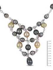 [18"] Sterling Silver & High Polish Finish Cultured Pearls Necklace